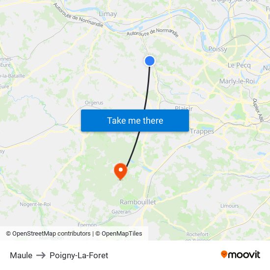 Maule to Poigny-La-Foret map