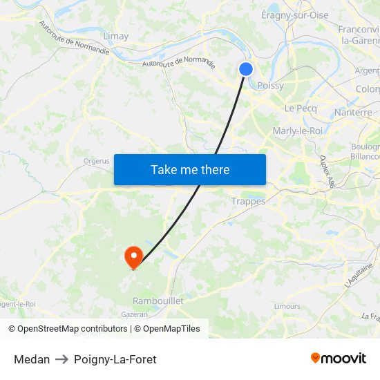 Medan to Poigny-La-Foret map