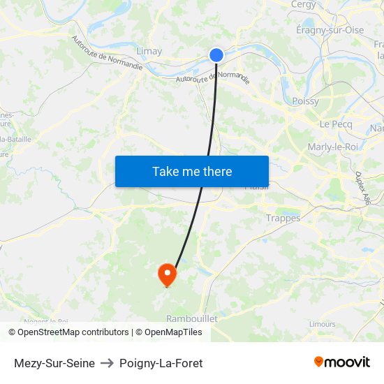 Mezy-Sur-Seine to Poigny-La-Foret map