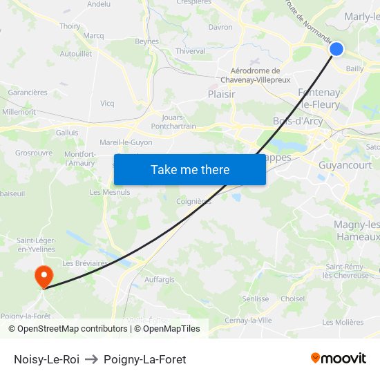 Noisy-Le-Roi to Poigny-La-Foret map
