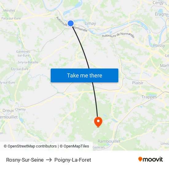 Rosny-Sur-Seine to Poigny-La-Foret map