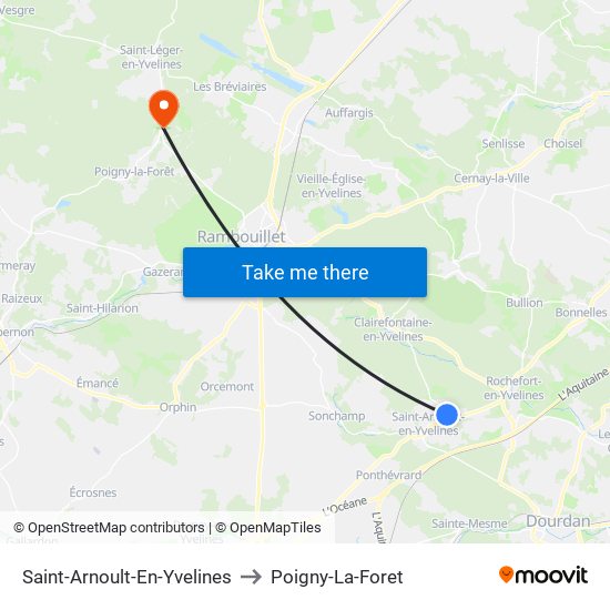 Saint-Arnoult-En-Yvelines to Poigny-La-Foret map