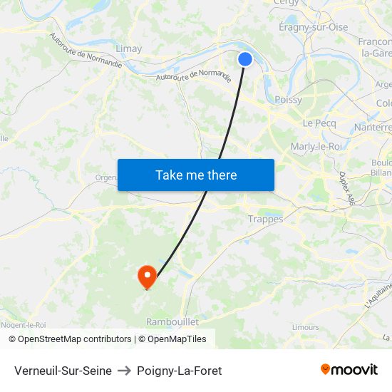 Verneuil-Sur-Seine to Poigny-La-Foret map