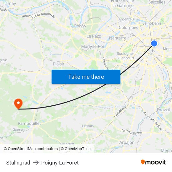 Stalingrad to Poigny-La-Foret map