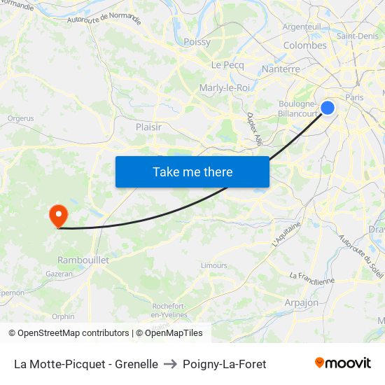 La Motte-Picquet - Grenelle to Poigny-La-Foret map