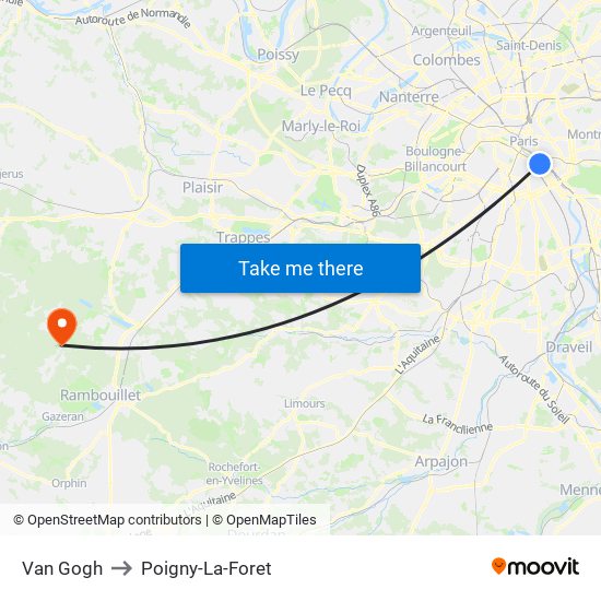 Van Gogh to Poigny-La-Foret map
