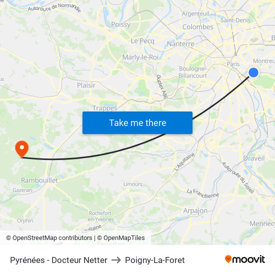 Pyrénées - Docteur Netter to Poigny-La-Foret map