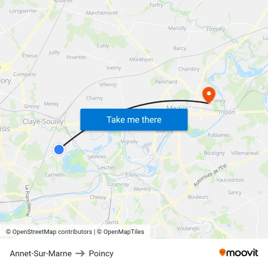 Annet-Sur-Marne to Poincy map
