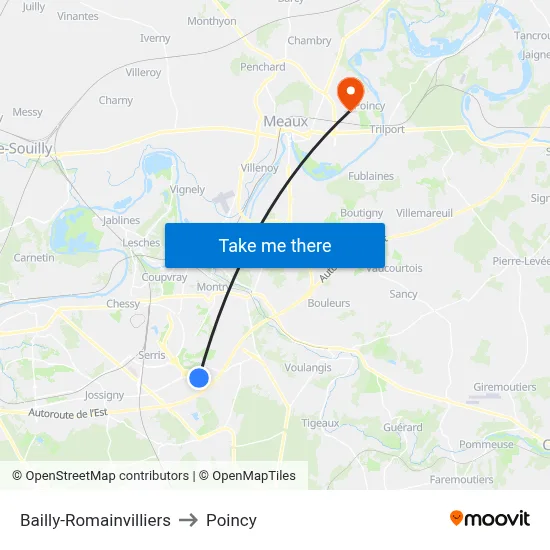 Bailly-Romainvilliers to Poincy map