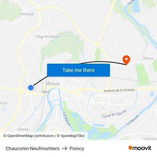 Chauconin-Neufmontiers to Poincy map