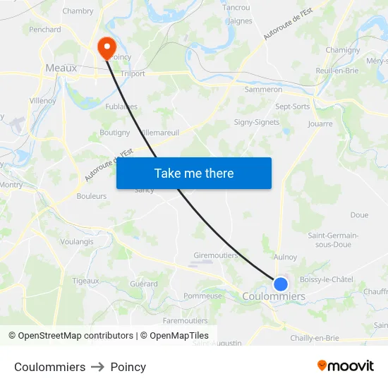 Coulommiers to Poincy map