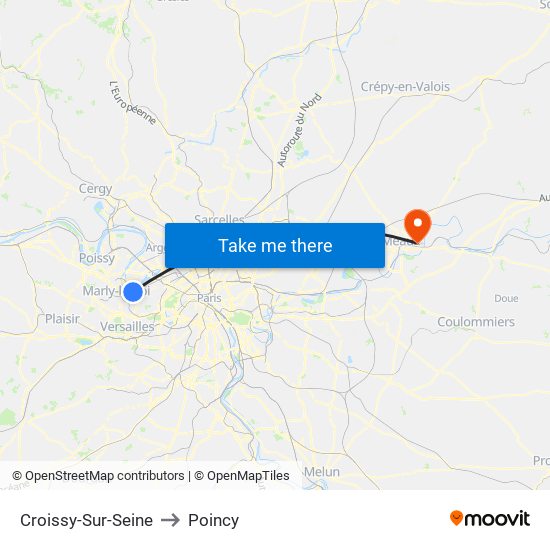 Croissy-Sur-Seine to Poincy map