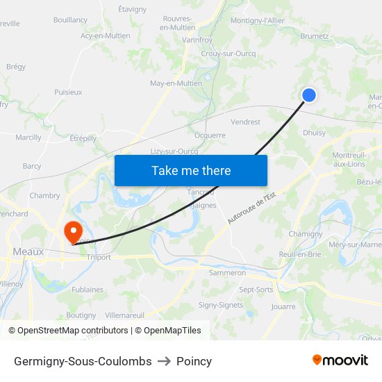 Germigny-Sous-Coulombs to Poincy map