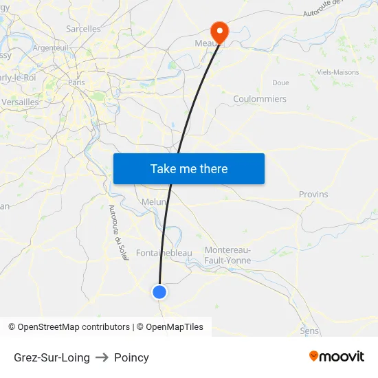 Grez-Sur-Loing to Poincy map