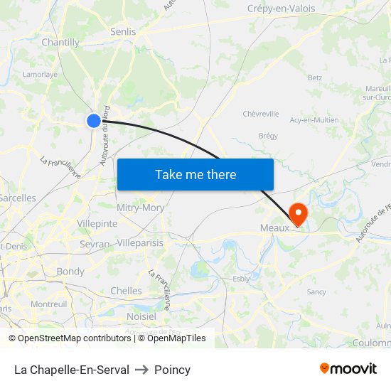 La Chapelle-En-Serval to Poincy map