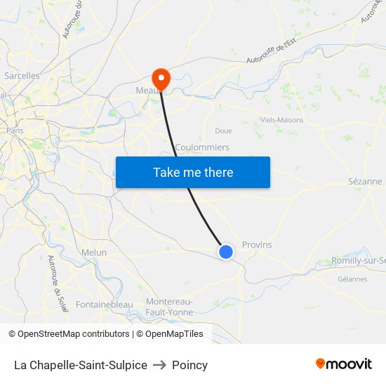 La Chapelle-Saint-Sulpice to Poincy map