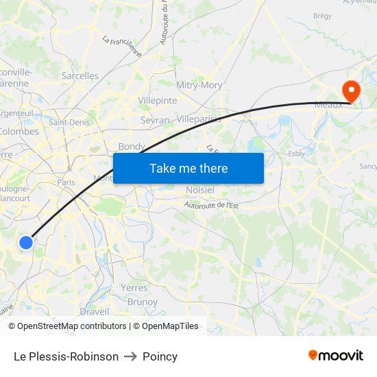 Le Plessis-Robinson to Poincy map