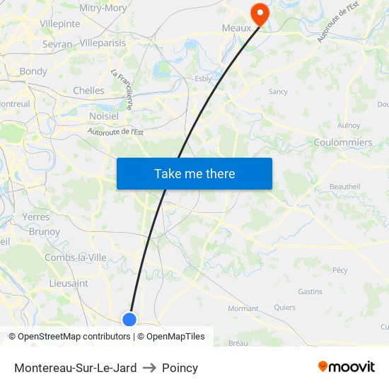 Montereau-Sur-Le-Jard to Poincy map