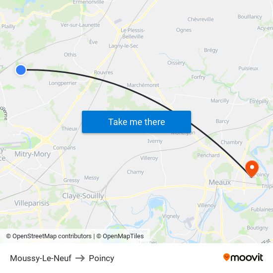 Moussy-Le-Neuf to Poincy map