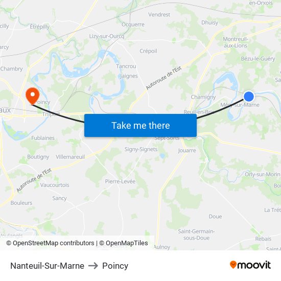 Nanteuil-Sur-Marne to Poincy map