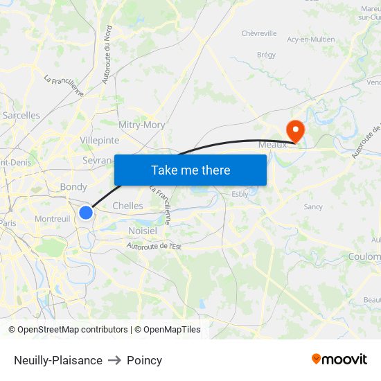 Neuilly-Plaisance to Poincy map
