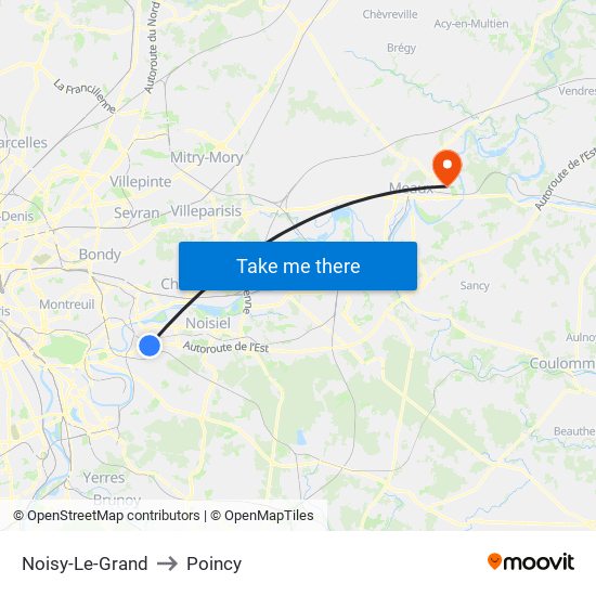 Noisy-Le-Grand to Poincy map