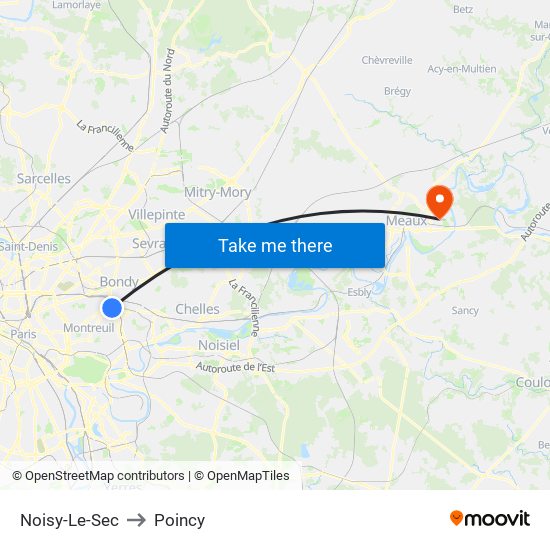 Noisy-Le-Sec to Poincy map