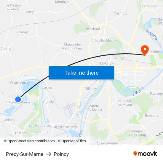 Precy-Sur-Marne to Poincy map