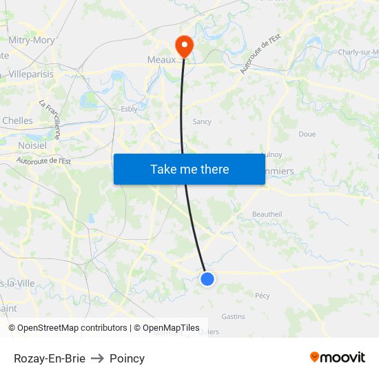 Rozay-En-Brie to Poincy map