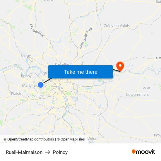 Rueil-Malmaison to Poincy map