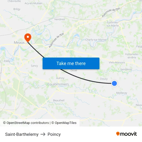 Saint-Barthelemy to Poincy map