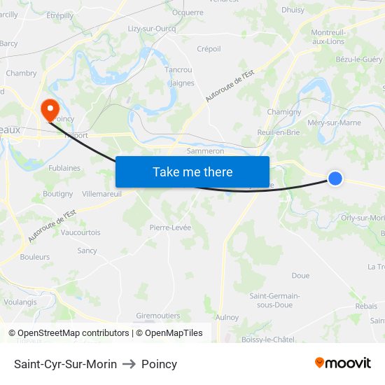 Saint-Cyr-Sur-Morin to Poincy map