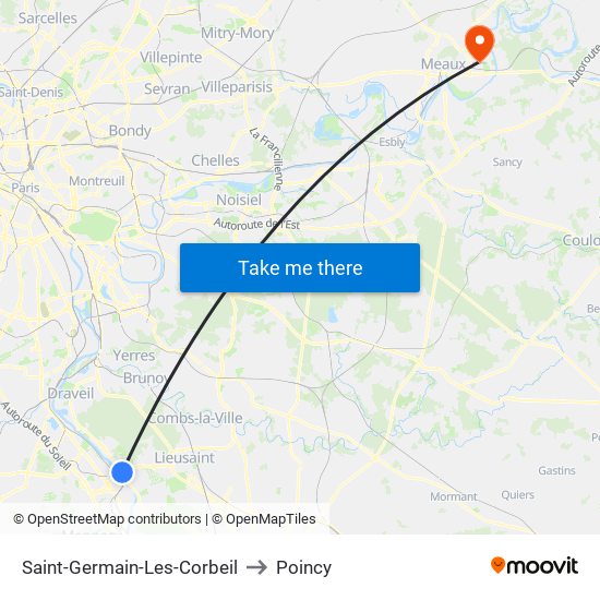 Saint-Germain-Les-Corbeil to Poincy map