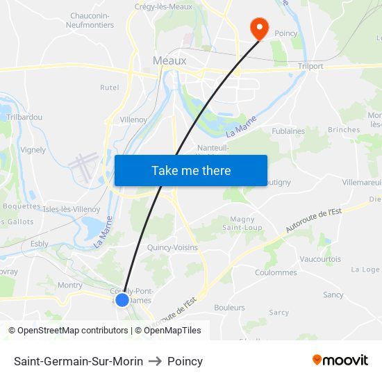 Saint-Germain-Sur-Morin to Poincy map