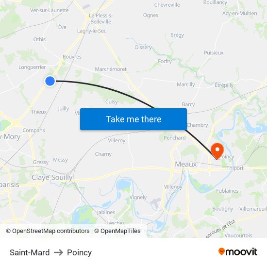 Saint-Mard to Poincy map
