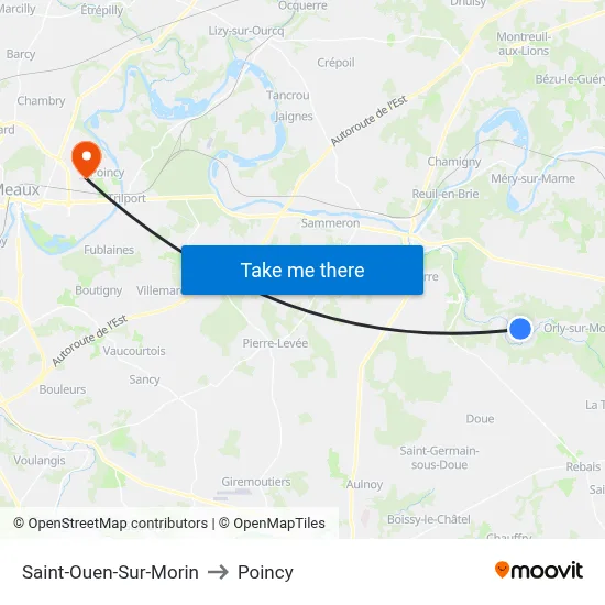 Saint-Ouen-Sur-Morin to Poincy map