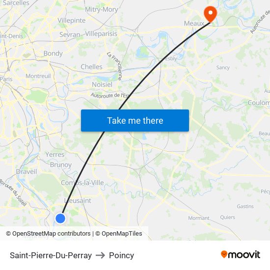 Saint-Pierre-Du-Perray to Poincy map