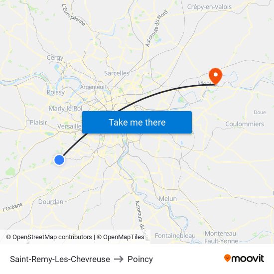 Saint-Remy-Les-Chevreuse to Poincy map