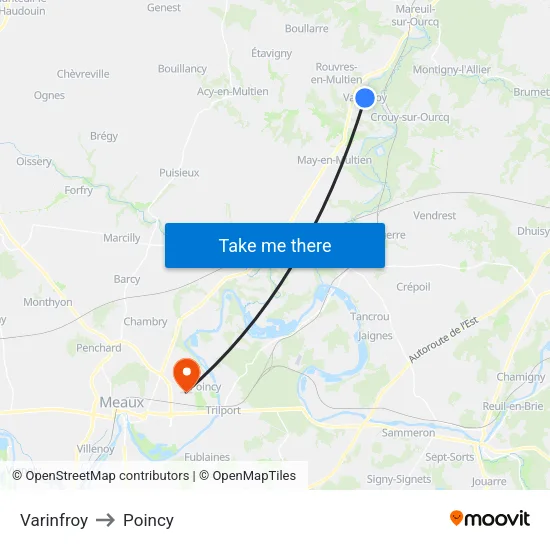 Varinfroy to Poincy map