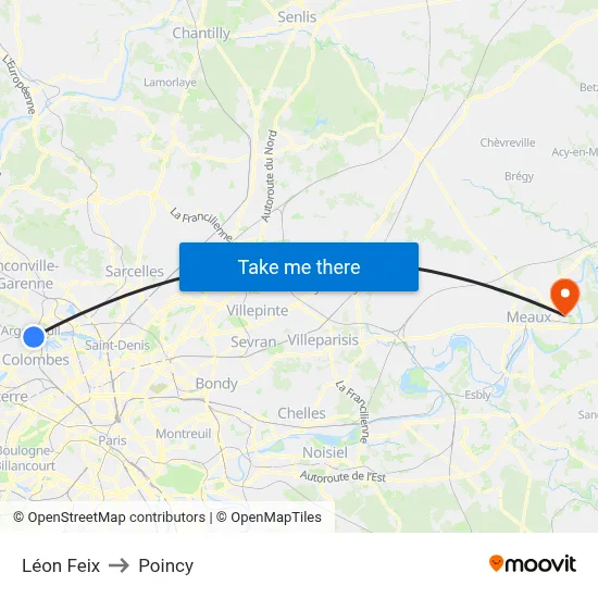 Léon Feix to Poincy map