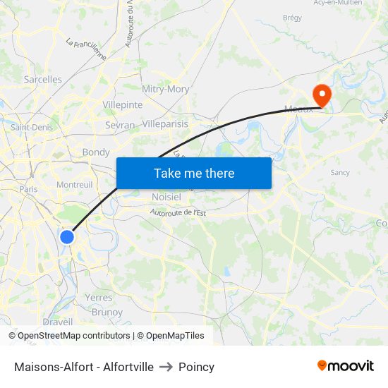 Maisons-Alfort - Alfortville to Poincy map