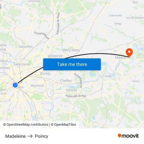 Madeleine to Poincy map