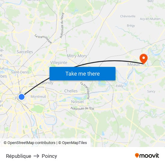 République to Poincy map
