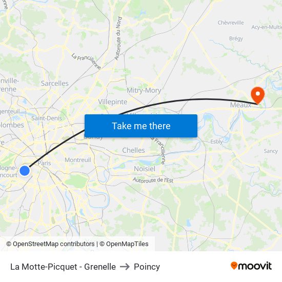 La Motte-Picquet - Grenelle to Poincy map