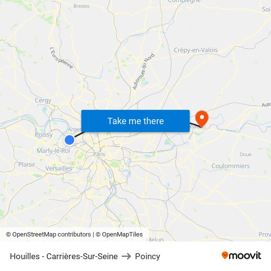 Houilles - Carrières-Sur-Seine to Poincy map