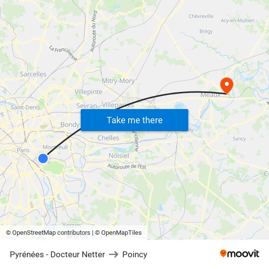 Pyrénées - Docteur Netter to Poincy map