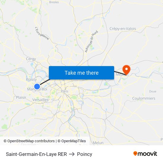 Saint-Germain-En-Laye RER to Poincy map