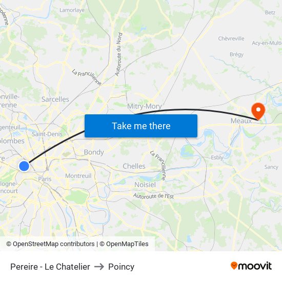 Pereire - Le Chatelier to Poincy map