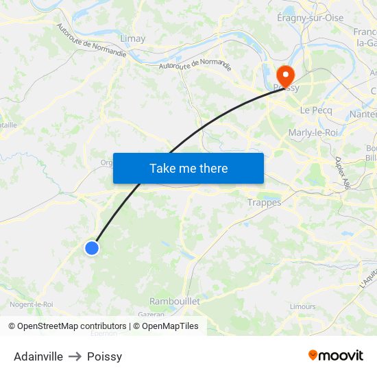 Adainville to Poissy map