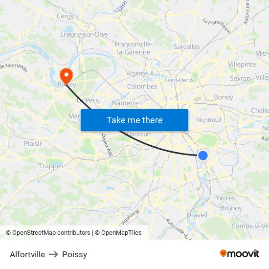 Alfortville to Poissy map